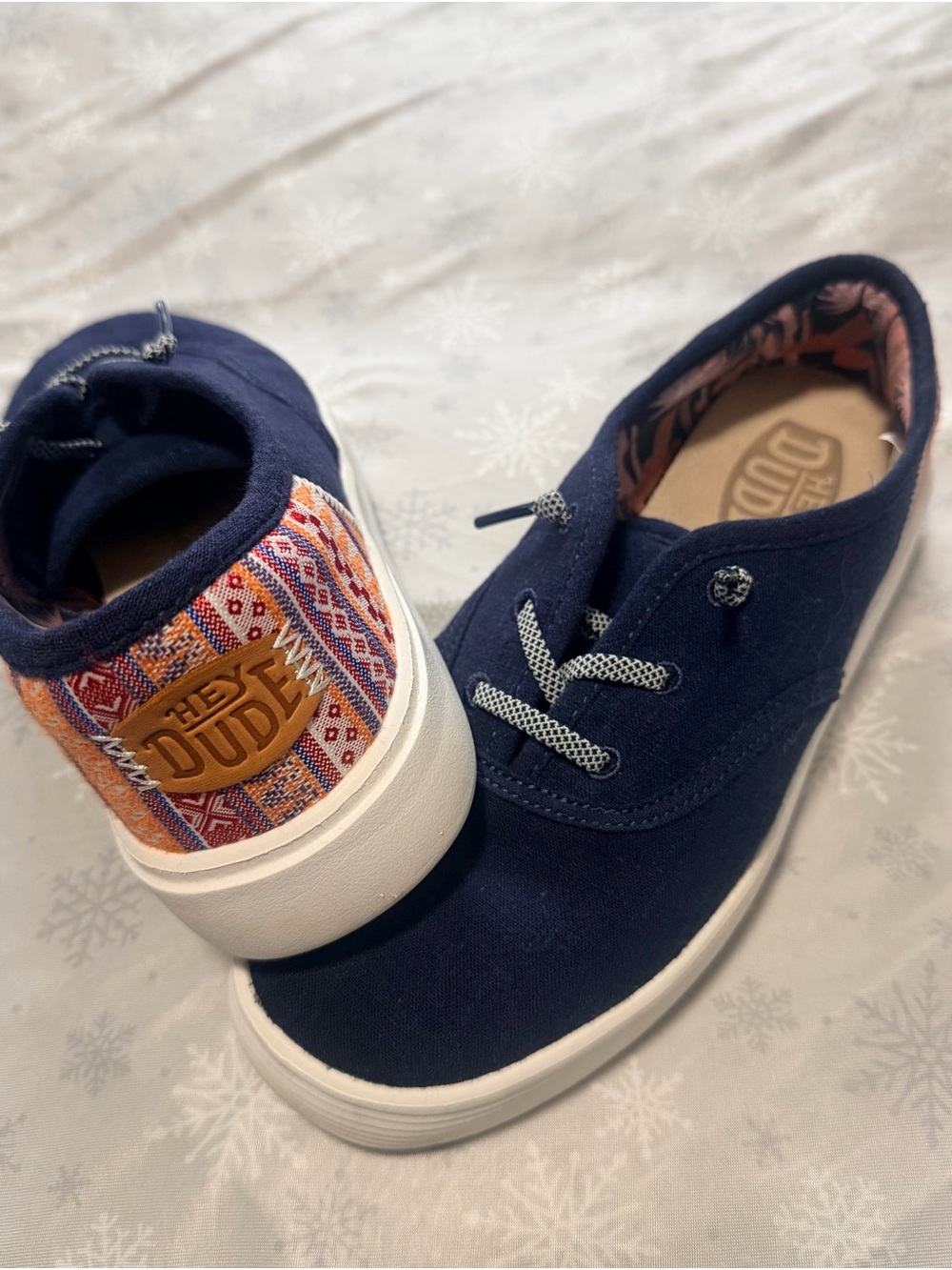 Hey Dude Navy Slip-On Sneakers with Woven Heel Accent Size 7